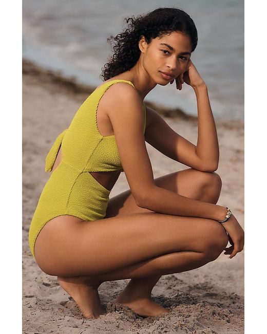MALAI Green Textured Wave Twist One-Piece Swimsuit