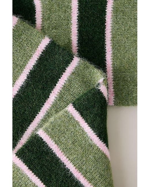 By Anthropologie Green Striped Hooded Scarf