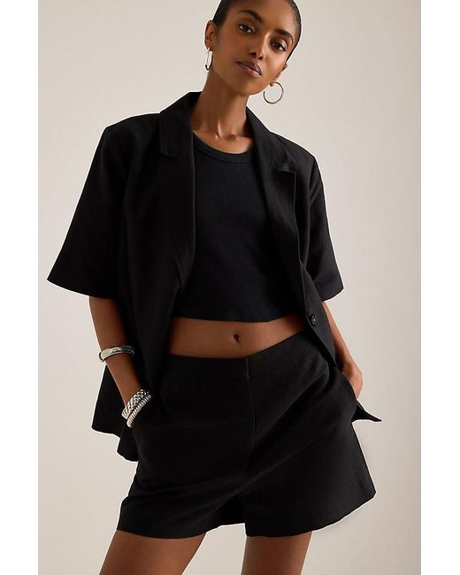 ALIGNE Black Carrie Linen-Blend Wrap Blazer