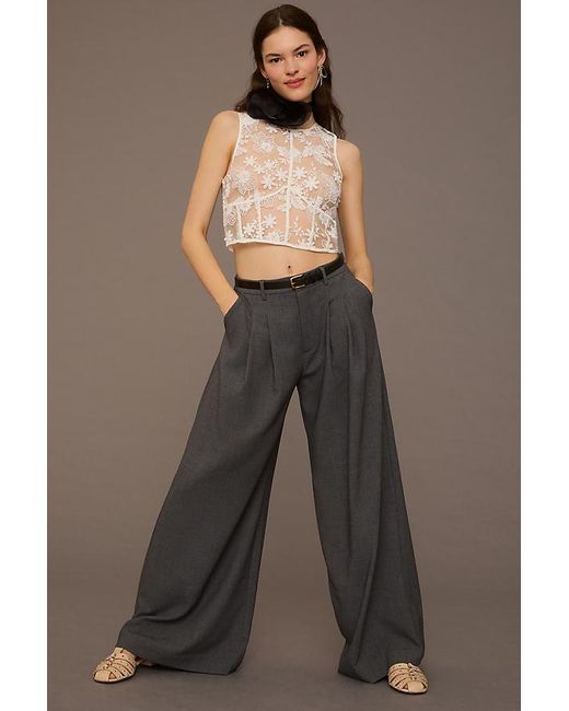 Maeve Brown The Avery Pleated Wide-leg Trousers