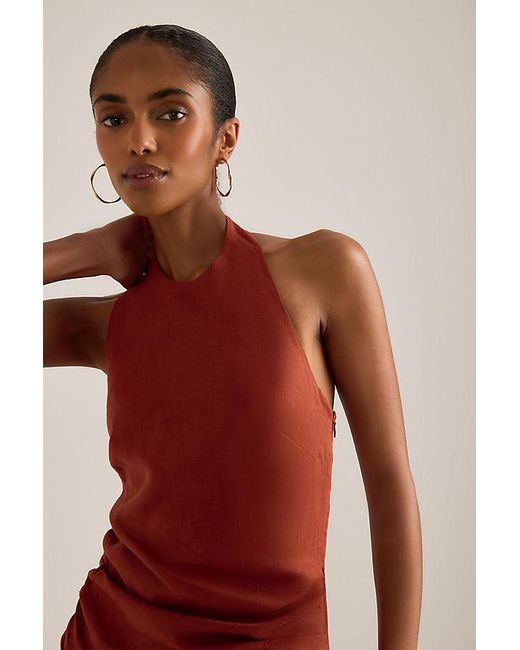 Faithfull The Brand Red Tali Linen-Blend Drop-Waist Maxi Dress