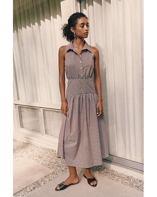 Exquise Natural Drop-Waist Midi Shirt Dress By