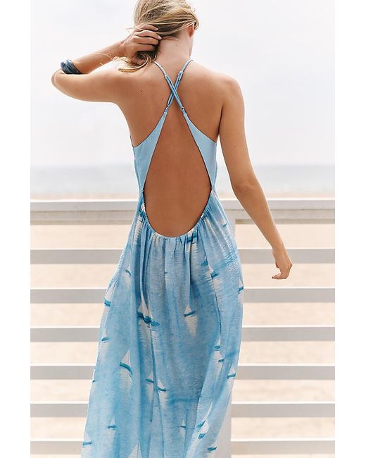 Celandine Blue Sailboat Halter Dress