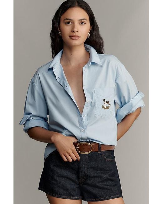 Maeve Blue The Shrunken Bennet Buttondown Shirt By