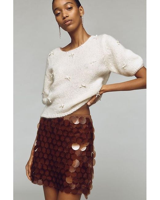 Maeve Brown Sequin Mini Skirt