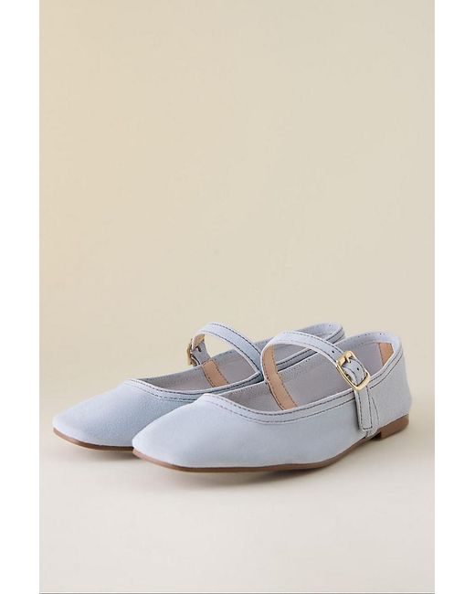 By Anthropologie Blue Suede Ballet Flats