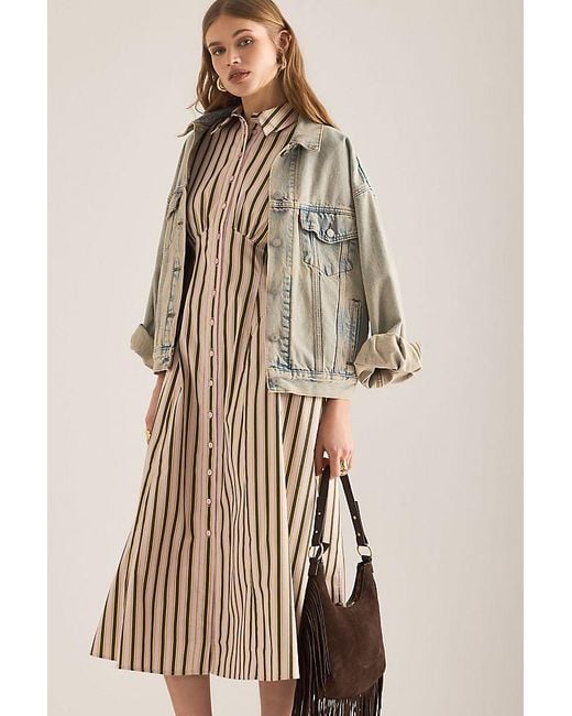 Exquise Multicolor Raina Short-Sleeve Midi Shirt Dress