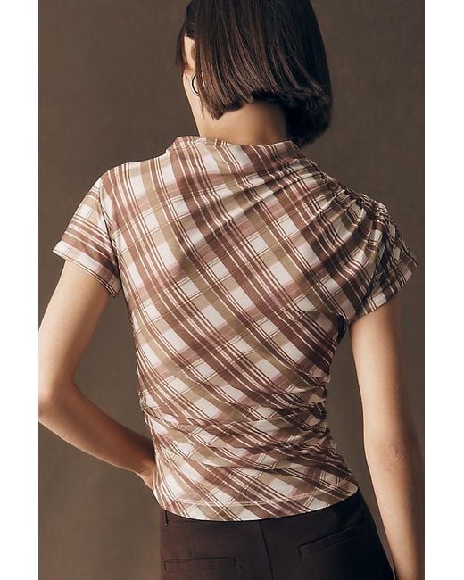 Maeve Multicolor Ruched Mock-Neck Top