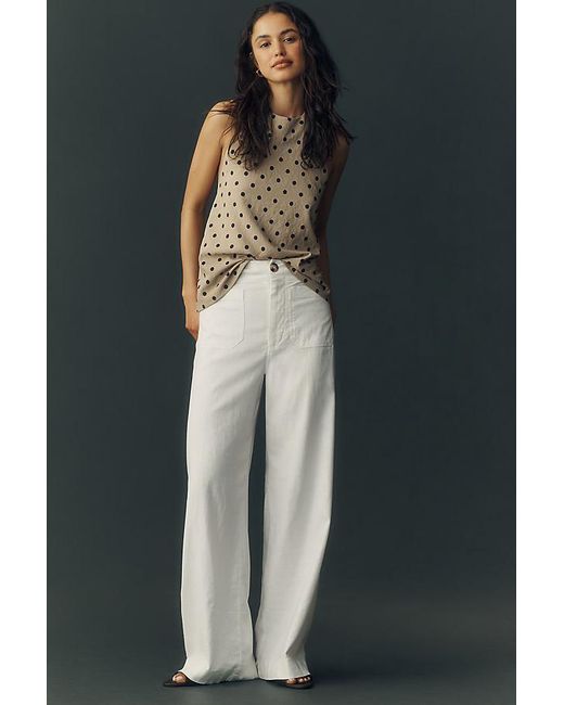 Maeve Natural The Colette Beachy Linen Full-Length Wide-Leg Trousers By