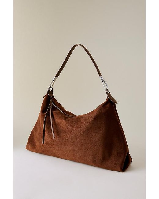 Melie Bianco Brown Charlie Faux-Suede Shoulder Bag