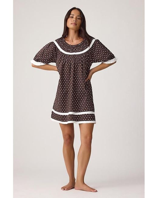 It's 9pm Brown Paloma Polka Dot Babydoll Mini Dress