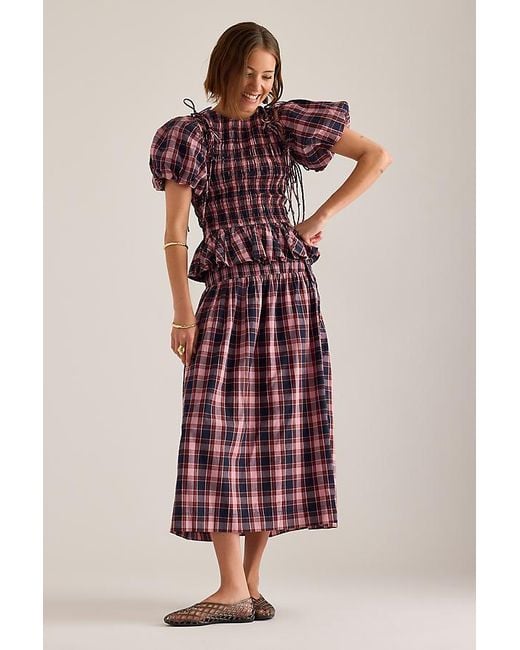Damson Madder Purple Josie Pleated Midi Skirt