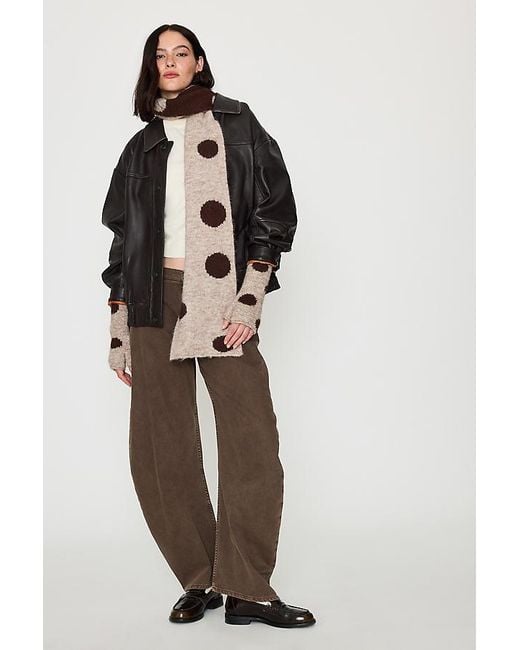 By Anthropologie Natural Long Polka Dot Fingerless Gloves