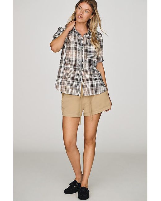 Pilcro Red Aly Puff-Sleeve Blouse