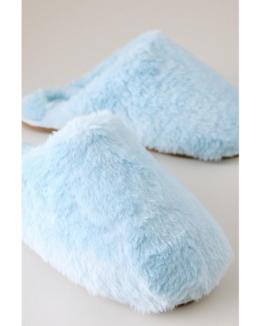 Maeve Blue Faux-Fur Scuff Slippers