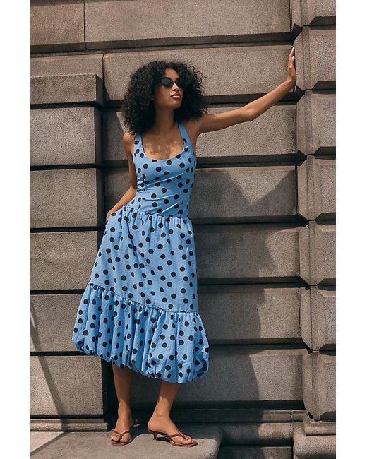 Maeve Blue Drop-Waist Midi Dress