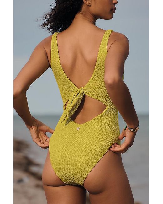 MALAI Green Textured Wave Twist One-Piece Swimsuit