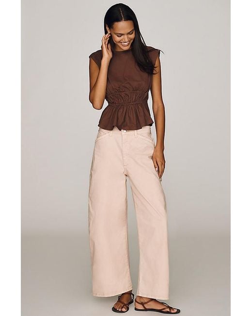 Pilcro Brown Cotton Waisted Muscle Top