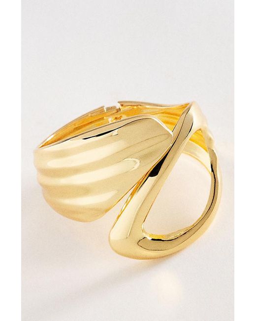 By Anthropologie Metallic Textured Coil Cuff Bracelet