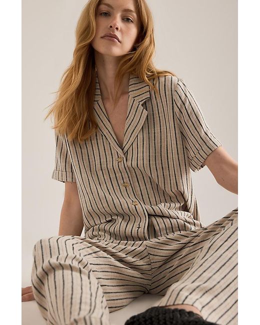 Object Natural Sanne Stripe Wide-Leg Trousers