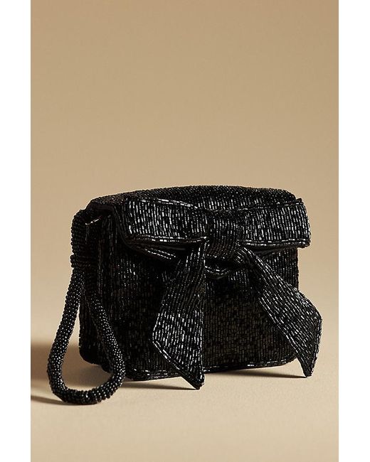 By Anthropologie Black Beaded Wristlet