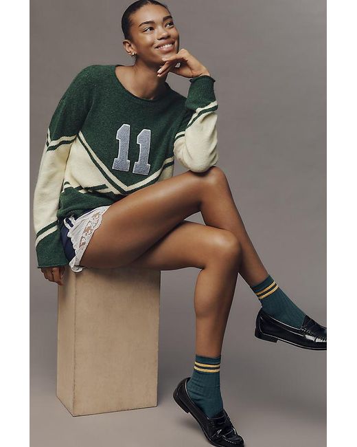 Sundry Green Varsity Patch Jumper