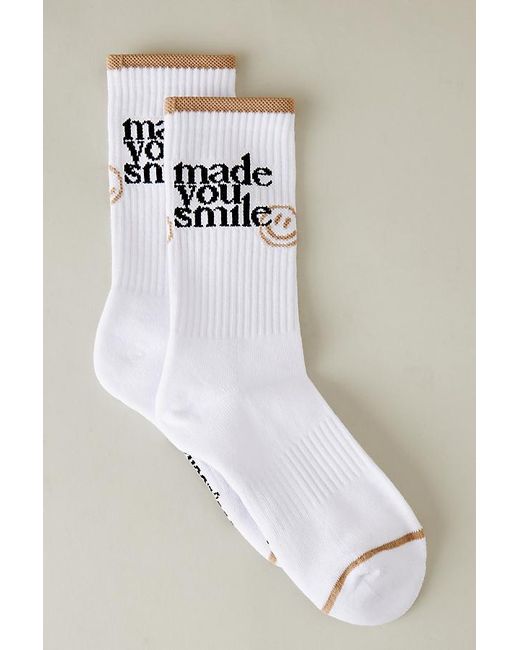 soxygen White Made You Smile Crew Socks