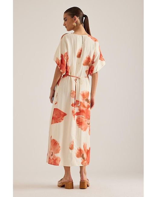 Never Fully Dressed Pink Simmi Short-Sleeve Floral Midi Dress