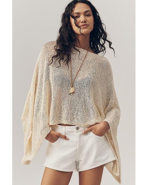 By Anthropologie Brown Gauze Knit Poncho