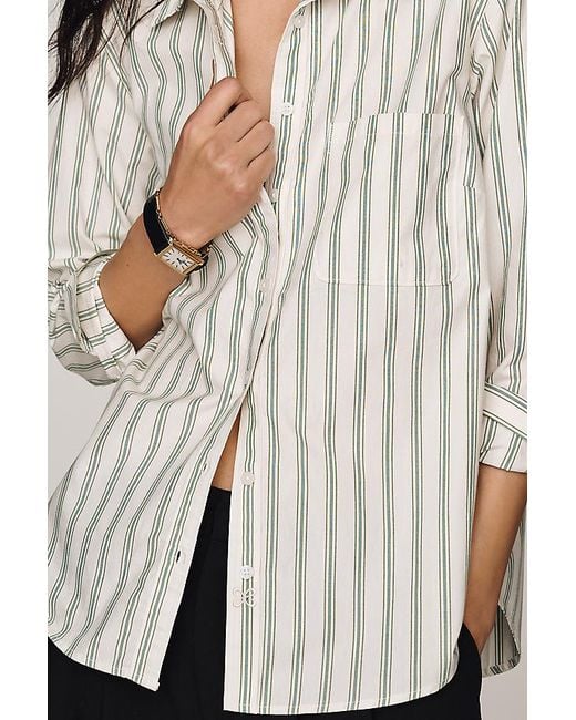 Maeve White Classic Buttondown Shirt