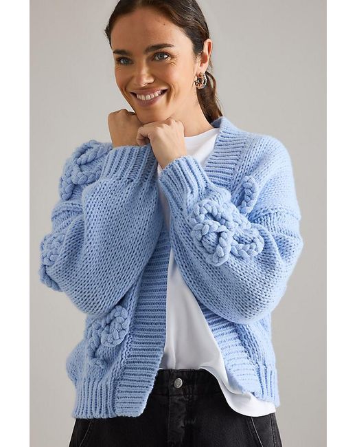 Maeve Blue 3D Embroidered Cardigan