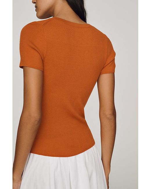 Maeve Orange Short-Sleeve Cashmere Jumper