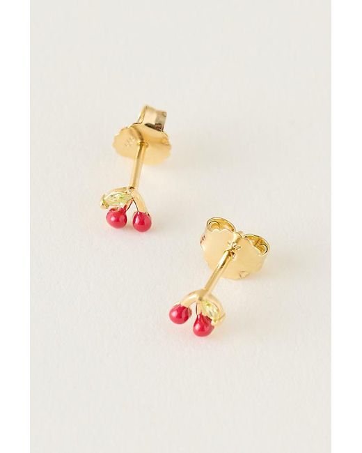 Enamel Copenhagen White Cherry Stud Earrings