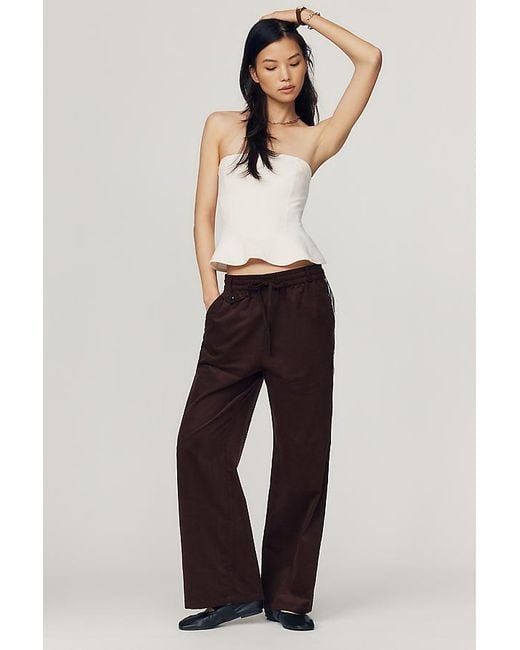 Maeve Blue Brooklin Corduroy High-Rise Wide-Leg Trousers