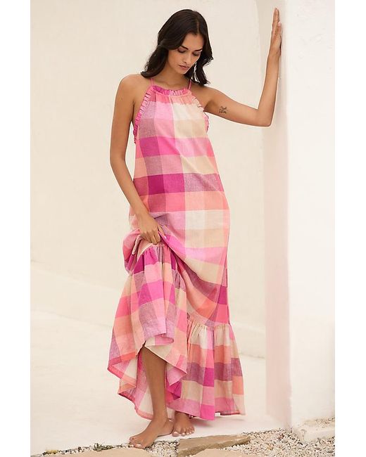 By Anthropologie Pink The Malika Printed Dress: Picnic Edition