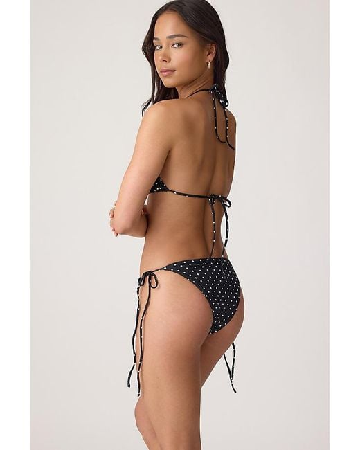 Faithfull The Brand Black Leo Polka Dot Tie-Side Bikini Bottoms