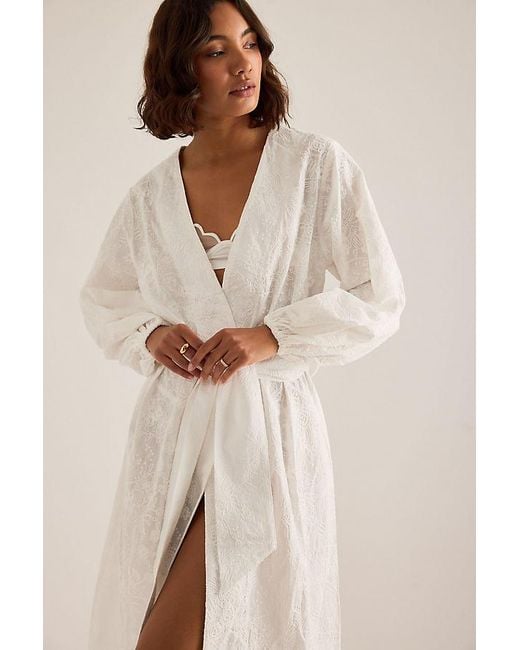 Meeka Natural Rae Embroidered Bridal Robe