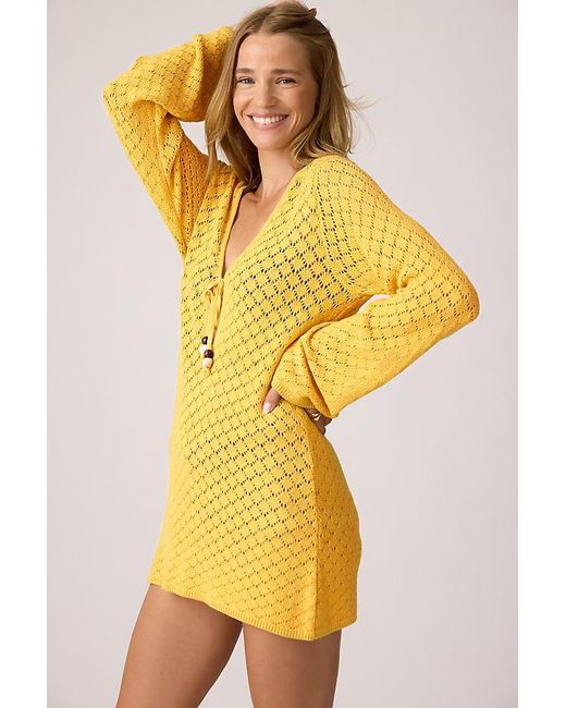 4th & Reckless Yellow Callista Long-Sleeve Knit Mini Dress