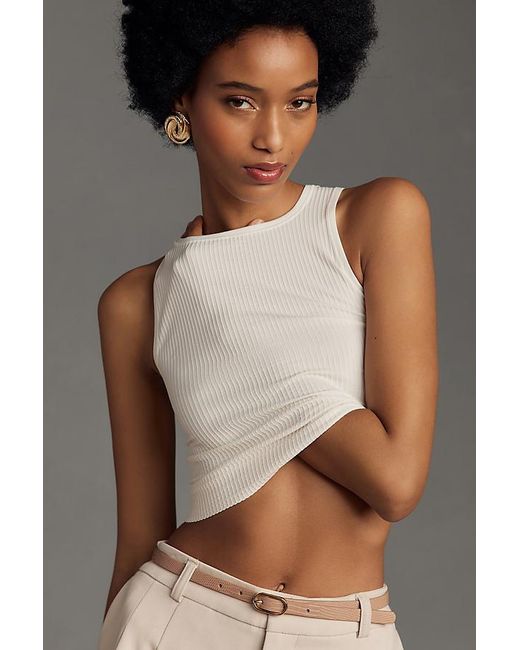 By Anthropologie White The Reegan Seamless Ribbed Cropped Tank Top