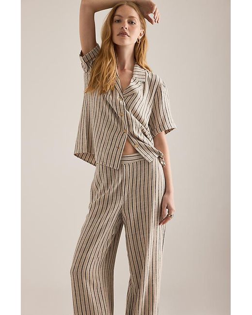 Object Natural Sanne Stripe Wide-Leg Trousers