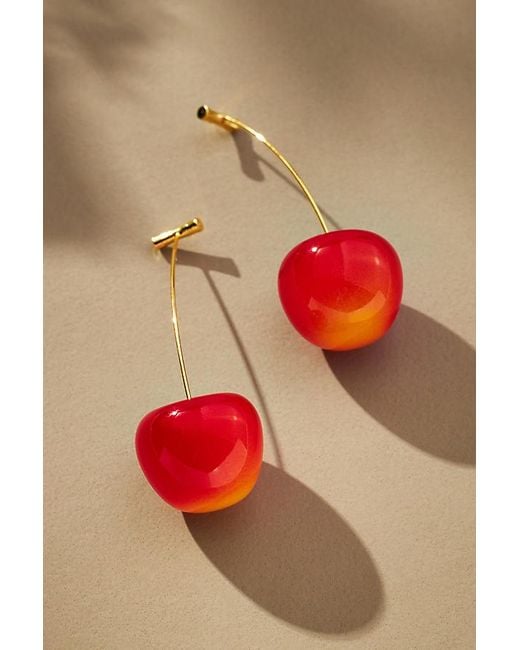 By Anthropologie Orange Cherry Drop Earrings
