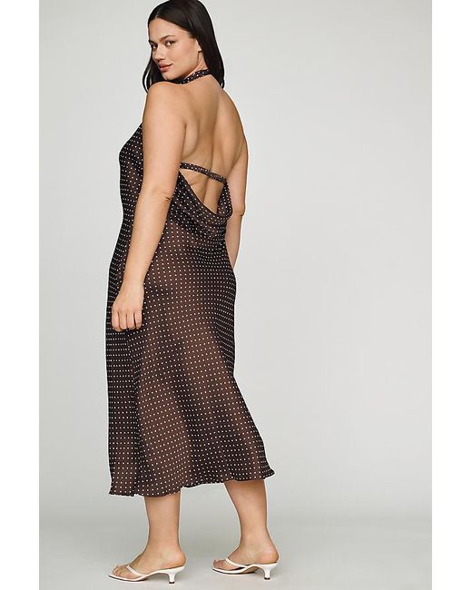 Maeve Multicolor Cowled Halter Open-Back Midi Dress