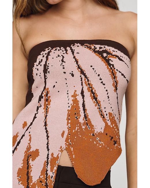 By Anthropologie Multicolor Butterfly Asymmetric Bandeau Top