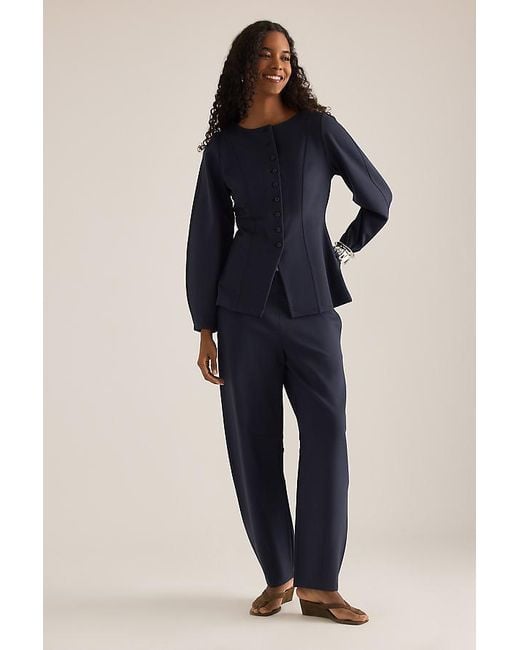 ALIGNE Blue Bonnie Ponte Waisted Blazer
