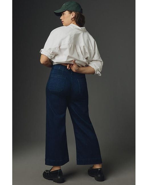 Maeve Gray The Colette Denim Cropped Wide-Leg Jeans By