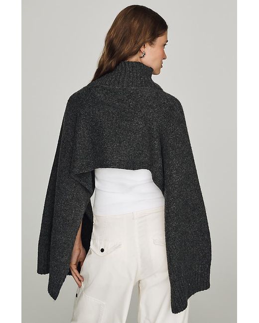 By Anthropologie Black Funnel-Neck Cropped Shrug Poncho