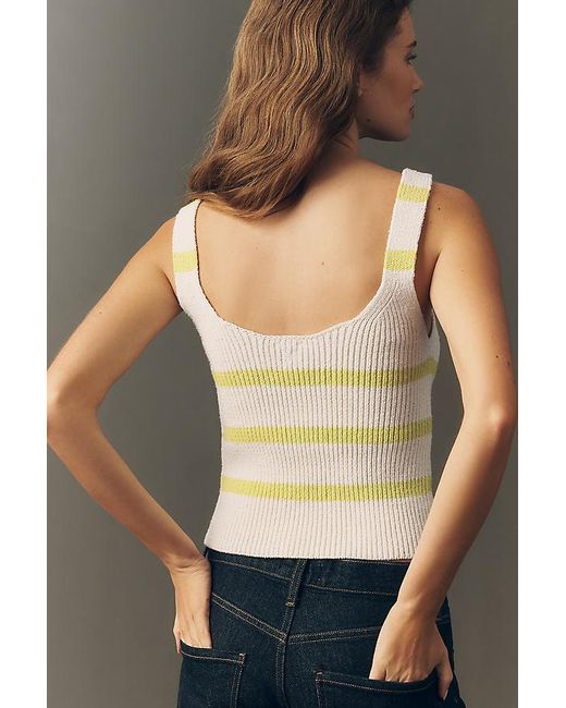 Maeve White Square-Neck Knit Tank Top