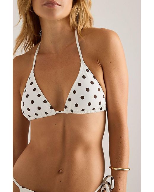 4th & Reckless Brown Emily Polka Dot Triangle Bikini Top