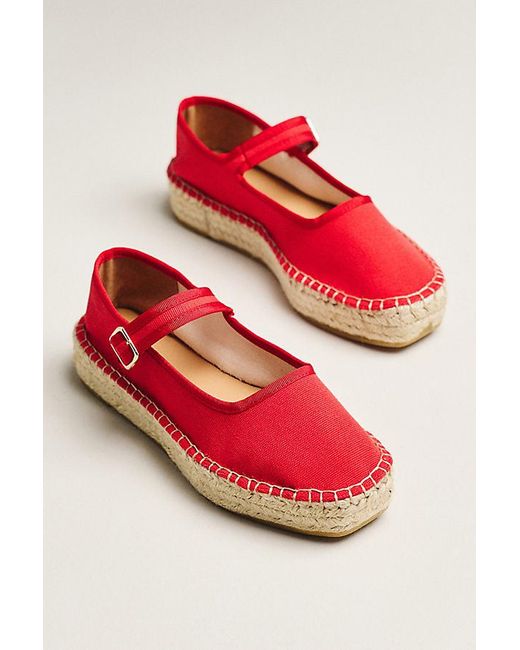 Maeve Red Mary Jane Espadrille Flats