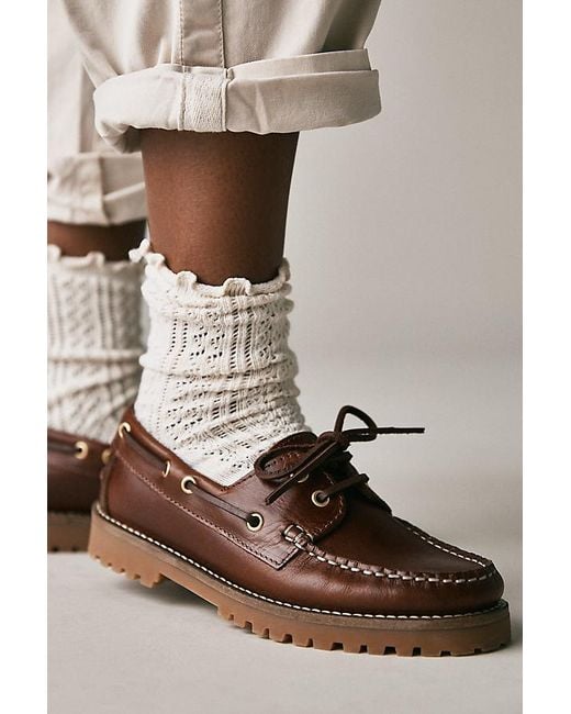 By Anthropologie Brown Lug Boat Shoes